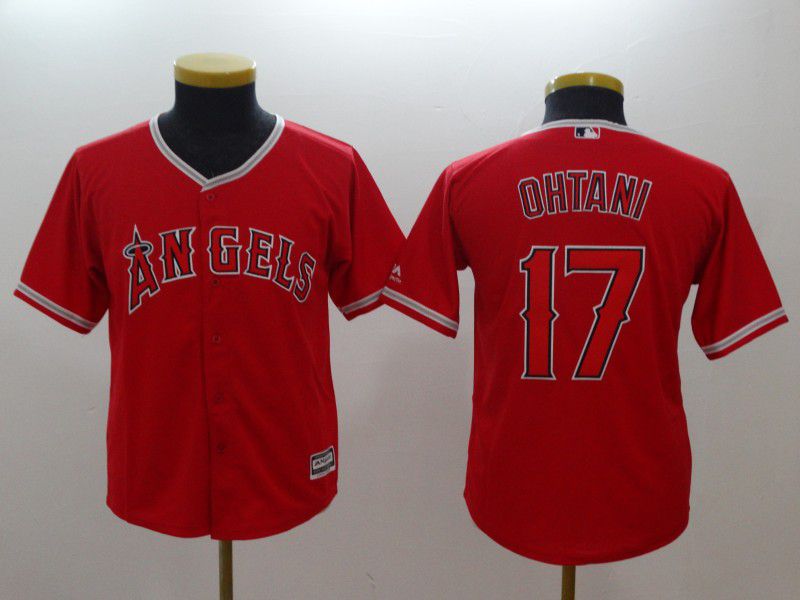 Youth Los Angeles Angels 17 Ohtani Red MLB Jerseys